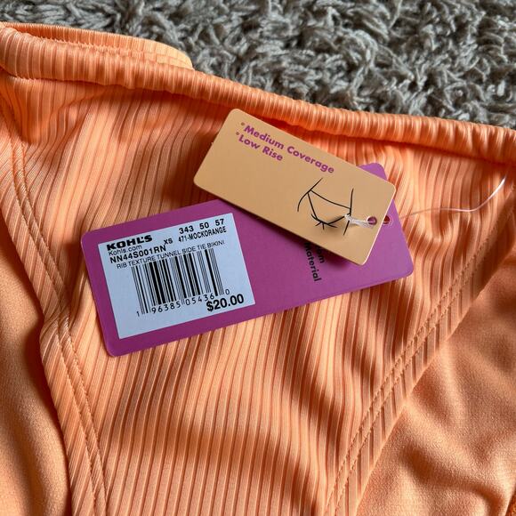 NWT! Juniors' Ninety-Nine° Tunnel Side-Tie Orange Bikini Bottoms Size X-Small - Picture 5 of 6
